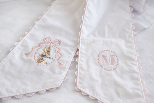 Embroidered Bunny & Monogram Wreath Sash